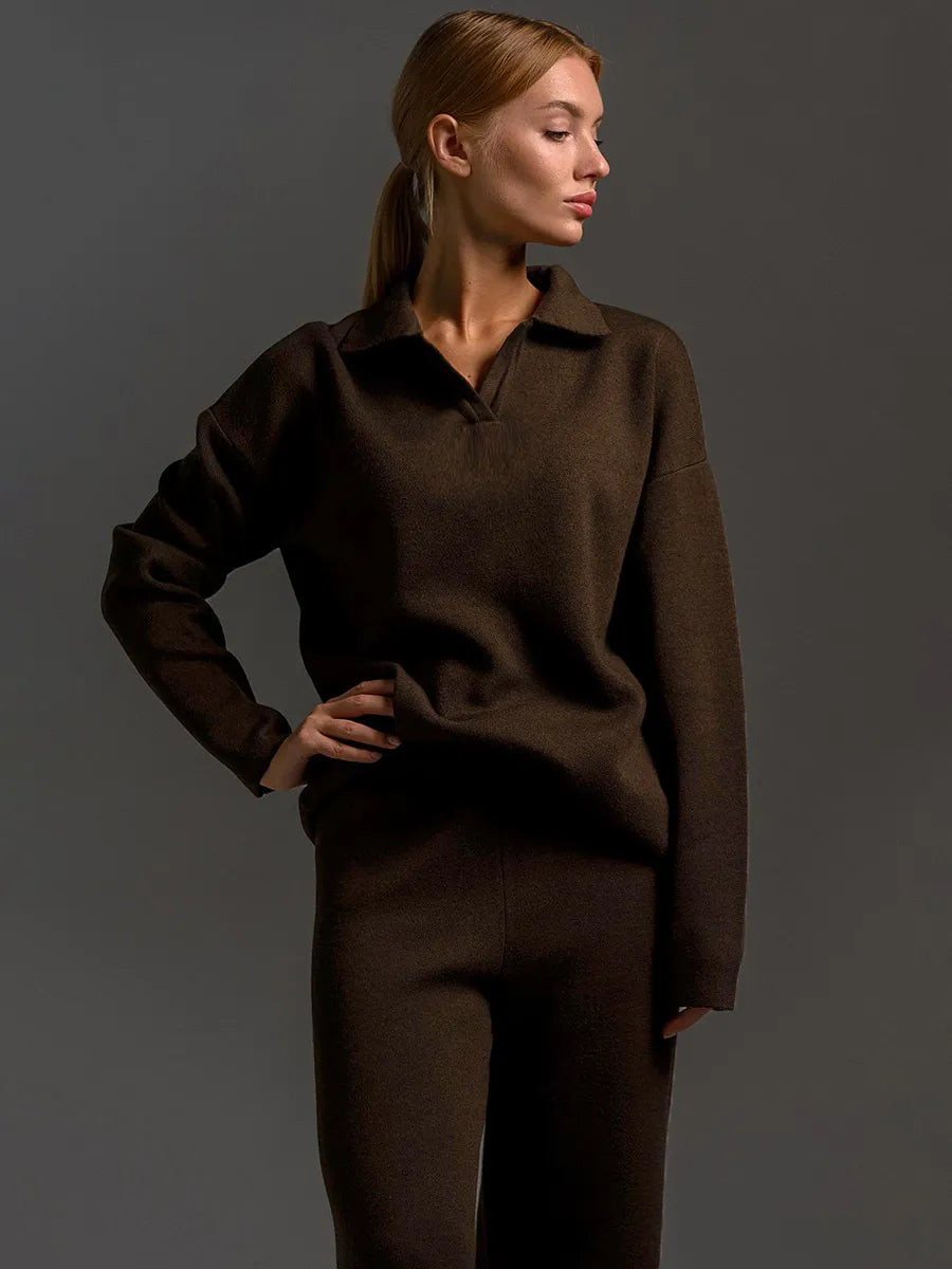 Women's Knit Set with a Loose Fit and Modern Design 