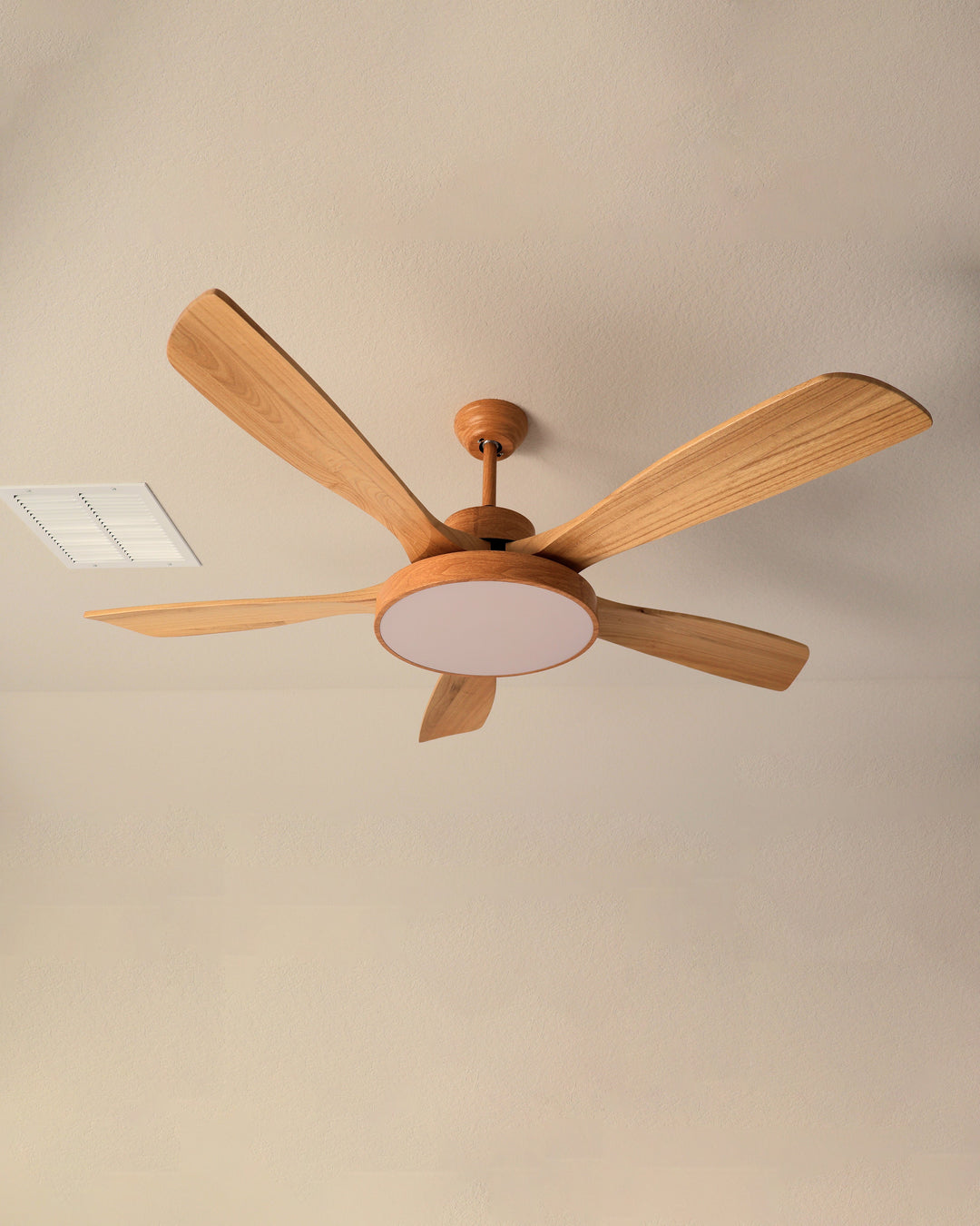 Scandinavian ceiling fan with LED light and reversing motor