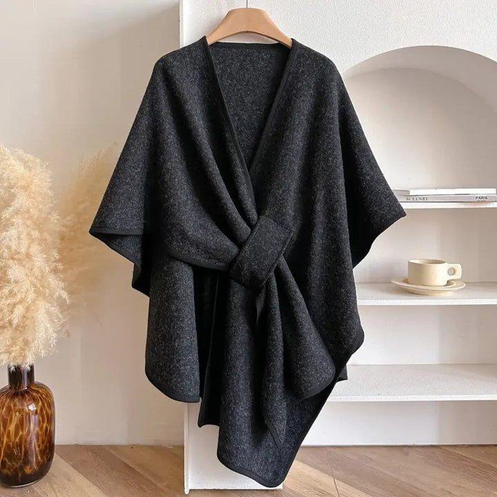 Damen Poncho Mantel Mit Winddichtem Design