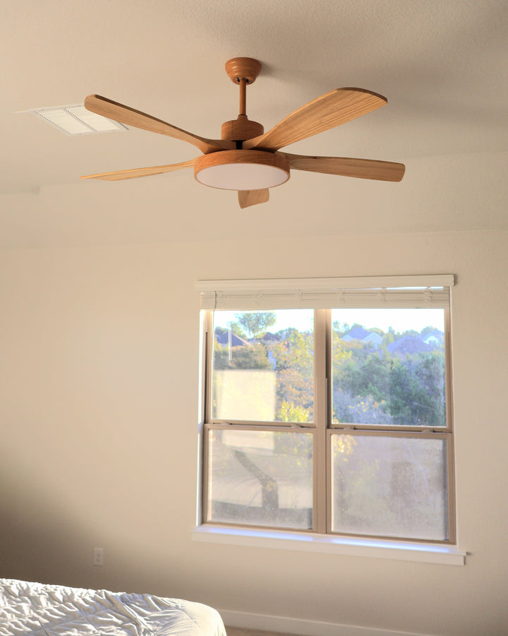Scandinavian ceiling fan with LED light and reversing motor
