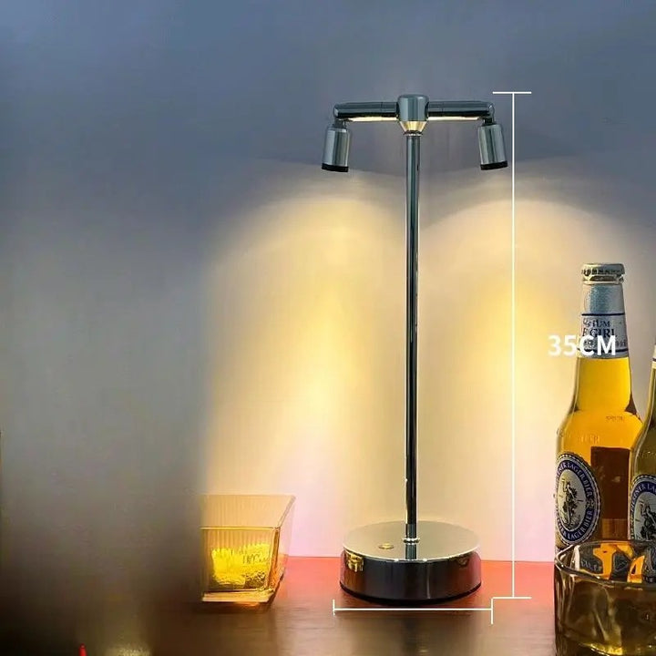 LED table lamp with touch dimmer and USB charging