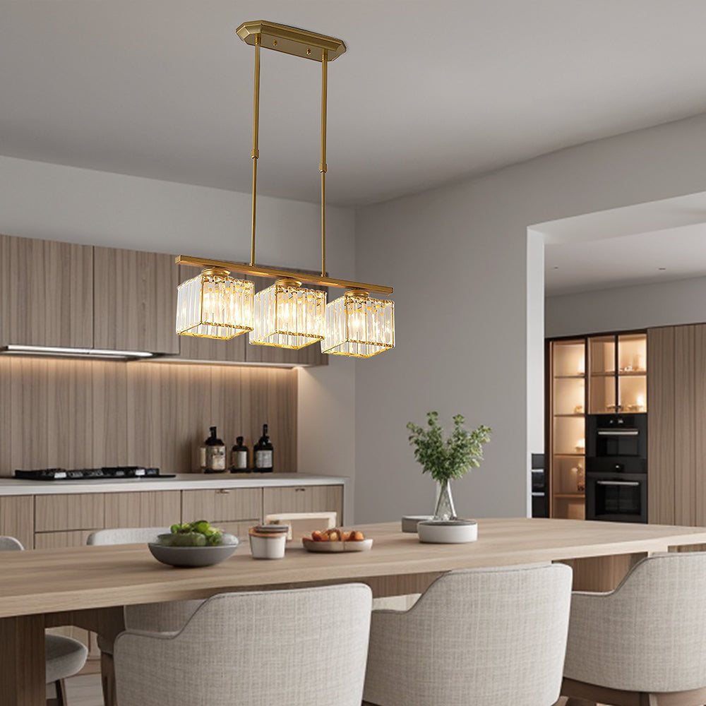 Modern designer pendant light with multiple light sources for dining room and kitchen