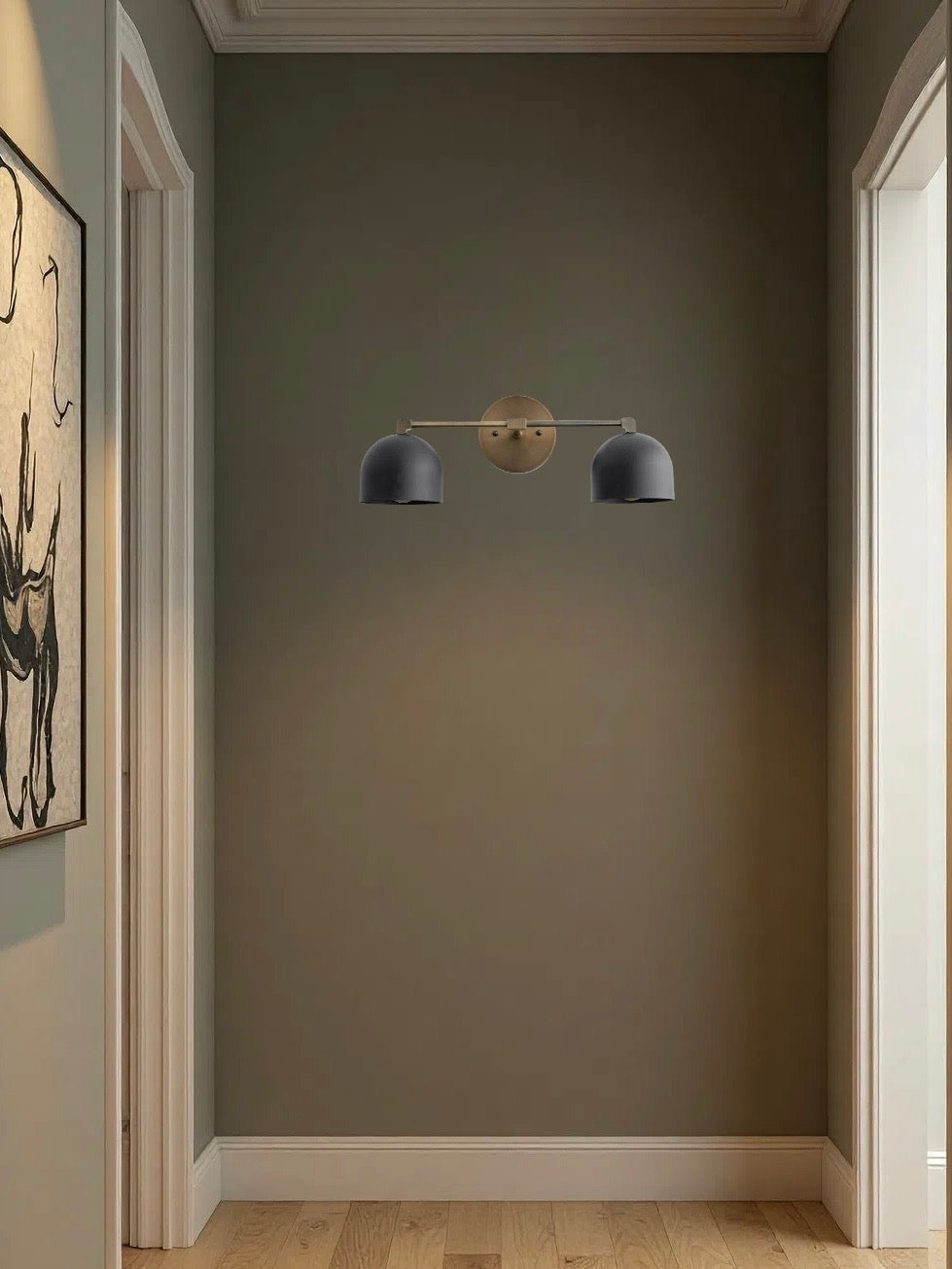 Mid-century wall light – brass bathroom mirror lamp in retro style