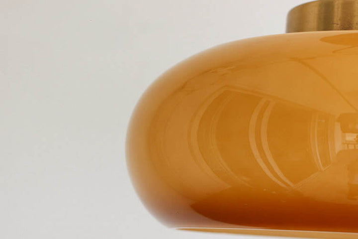 Vintage ceiling light, yellow glass &amp; brass – semi-flat &amp; modern