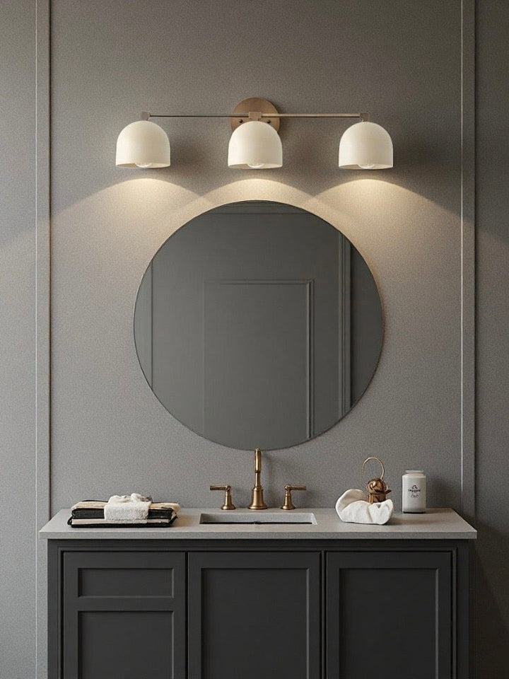 Mid-century wall light – brass bathroom mirror lamp in retro style