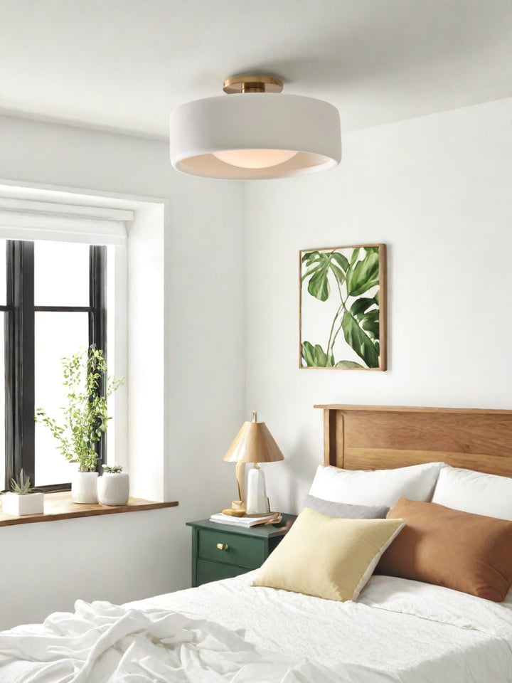 Porcelain ceiling light – Modern flush mount lamp with metal base