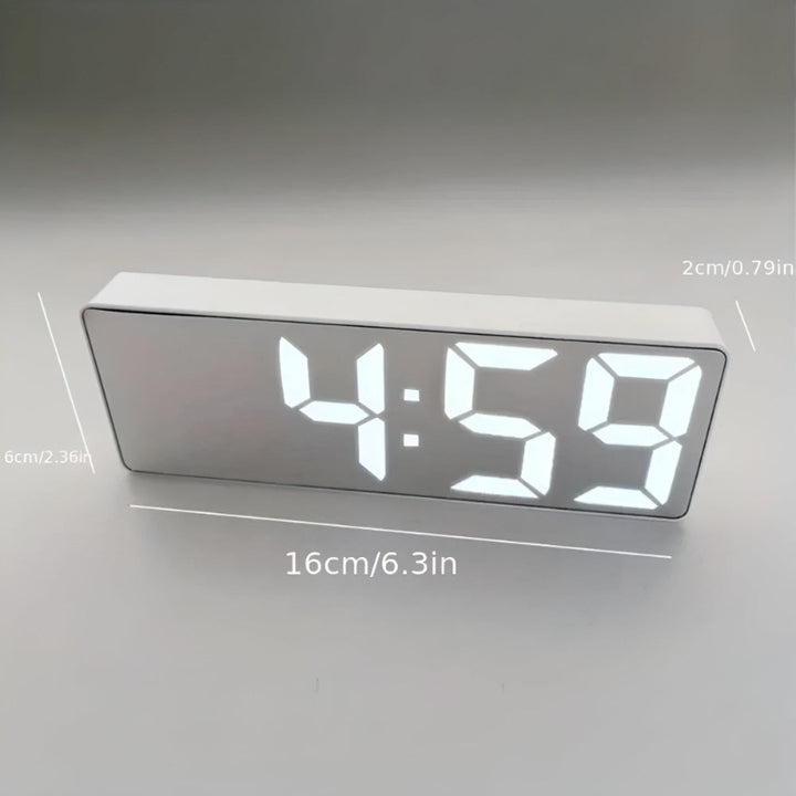 Digital LED mirror clock – alarm clock with temperature and date display