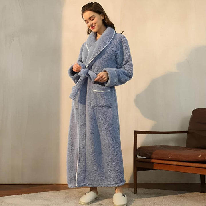 Shawl collar bathrobe – fleece dressing gown for women and men