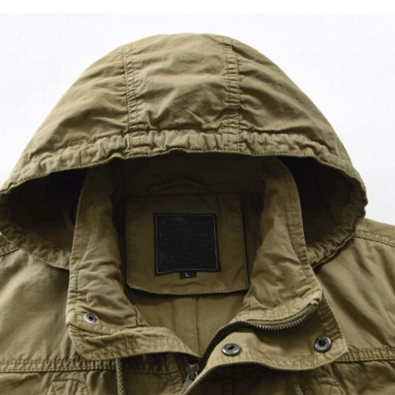 Men's Long Field-Style Jacket with Hood 