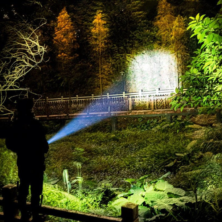 Waterproof LED flashlight with zoom and 3 light modes