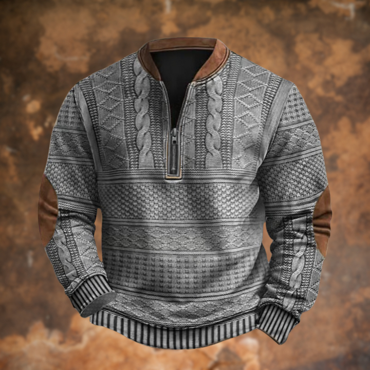 Men's zip-up sweater with classic cut 