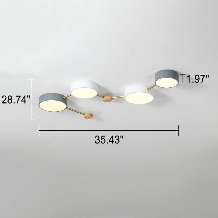 Scandinavian LED ceiling light made of wood and metal