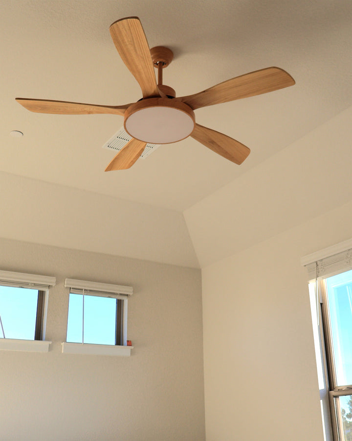 Scandinavian ceiling fan with LED light and reversing motor