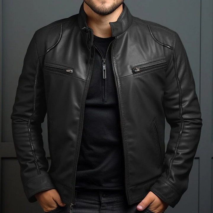 Men's leather jacket in vintage look 