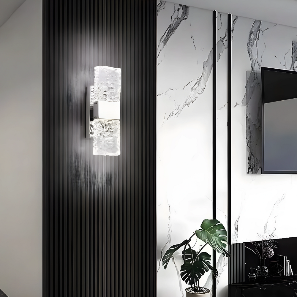 Luxurious, elegant LED wall light with crystal look for living room