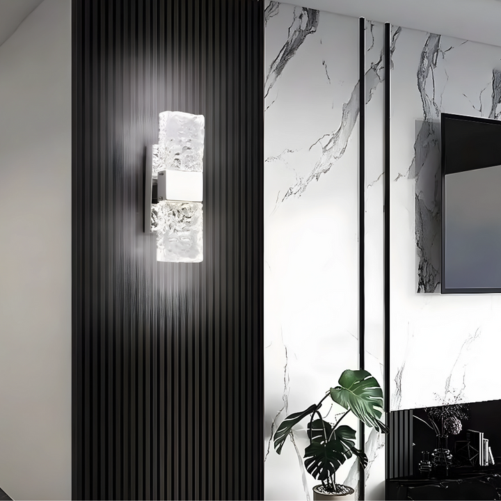 Luxurious, elegant LED wall light with crystal look for living room