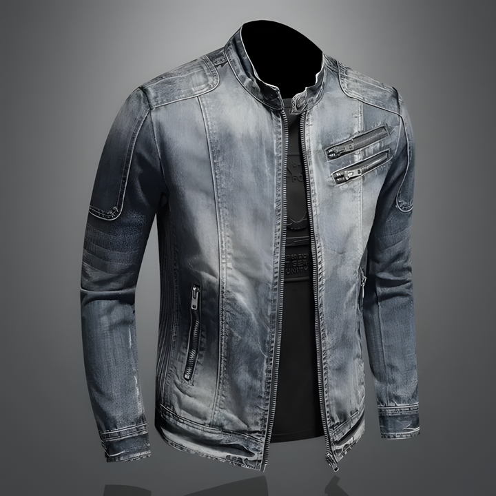 Herren Jeansjacke Mit Modernem Biker-Stil
