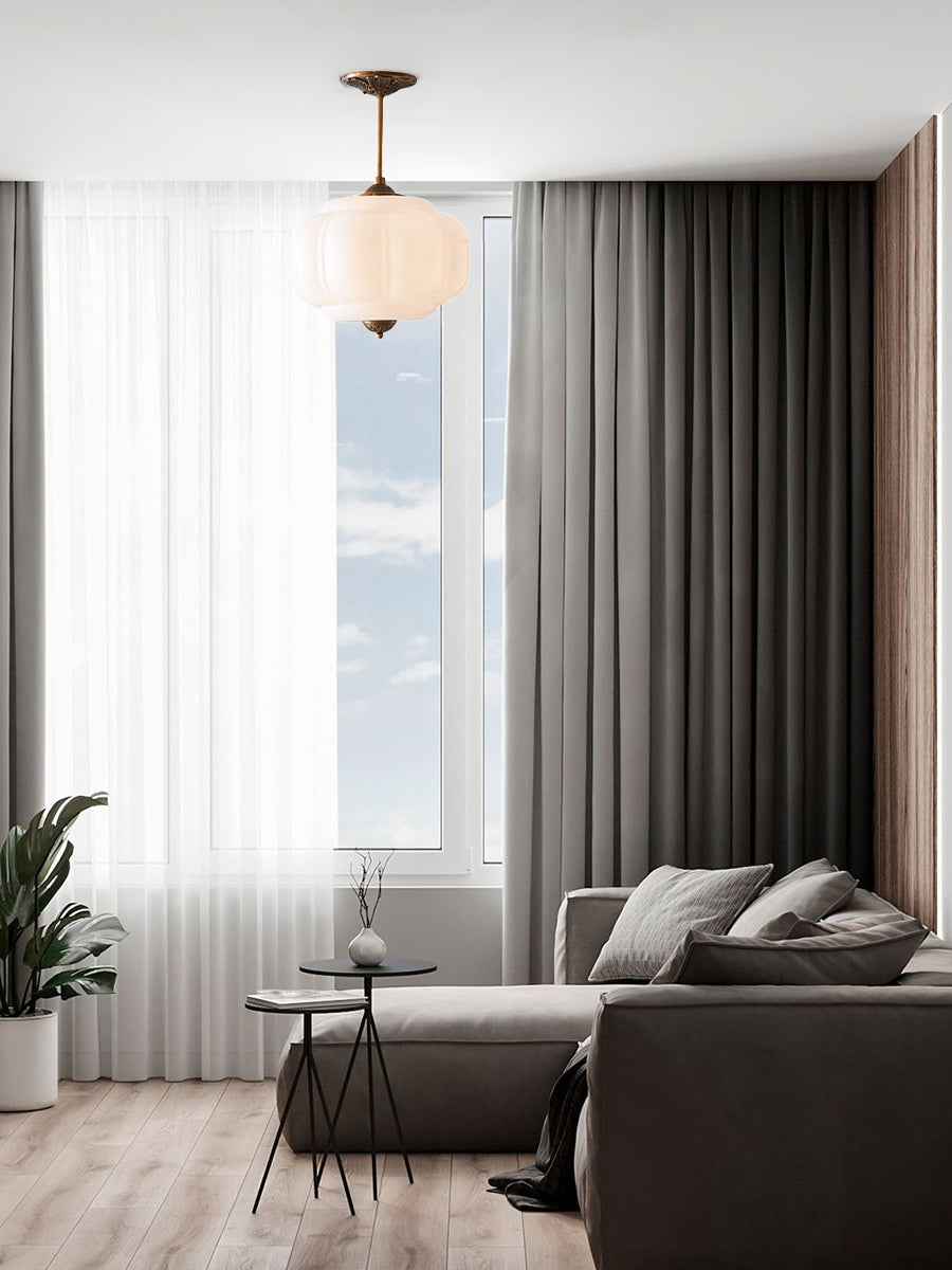 Vintage ceiling light made of frosted glass