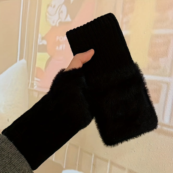 Fingerless winter gloves for women