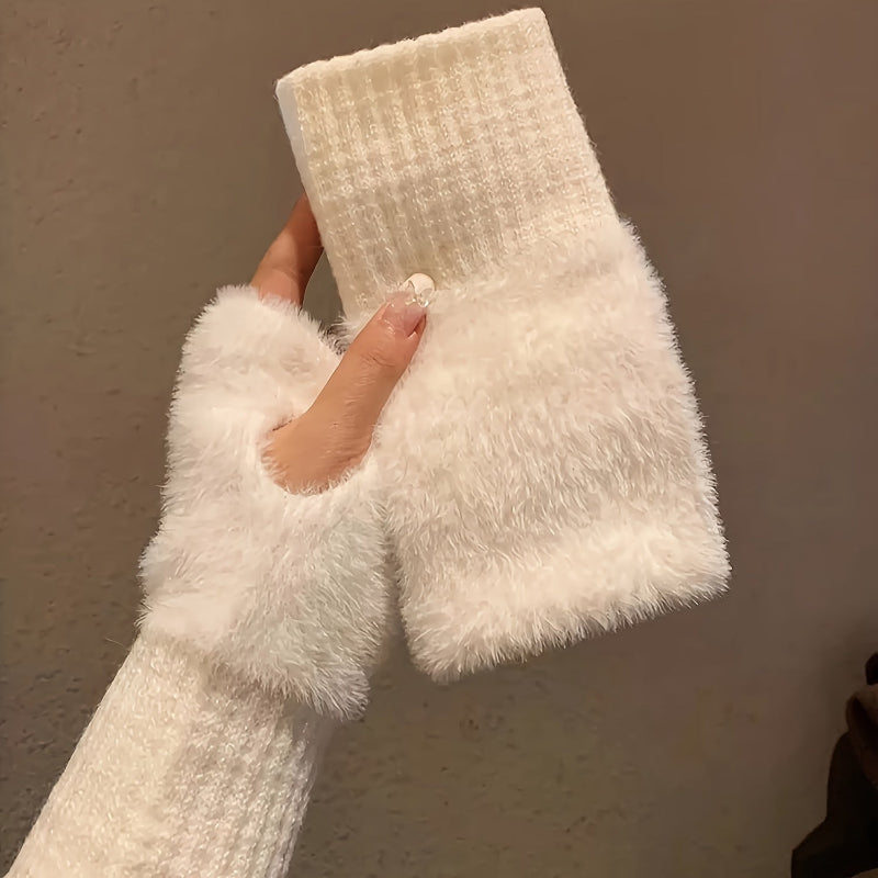 Fingerless winter gloves for women
