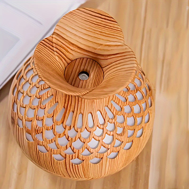 USB humidifier with lamp – wood-look floral design for home &amp; office