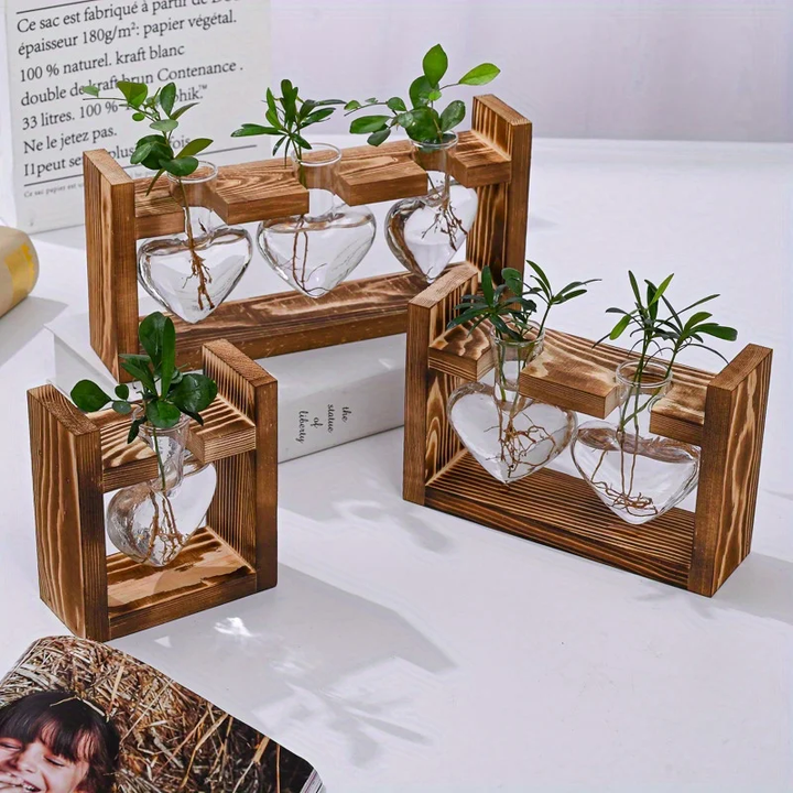 Holzherz Vase Dekorativer Blumentopf