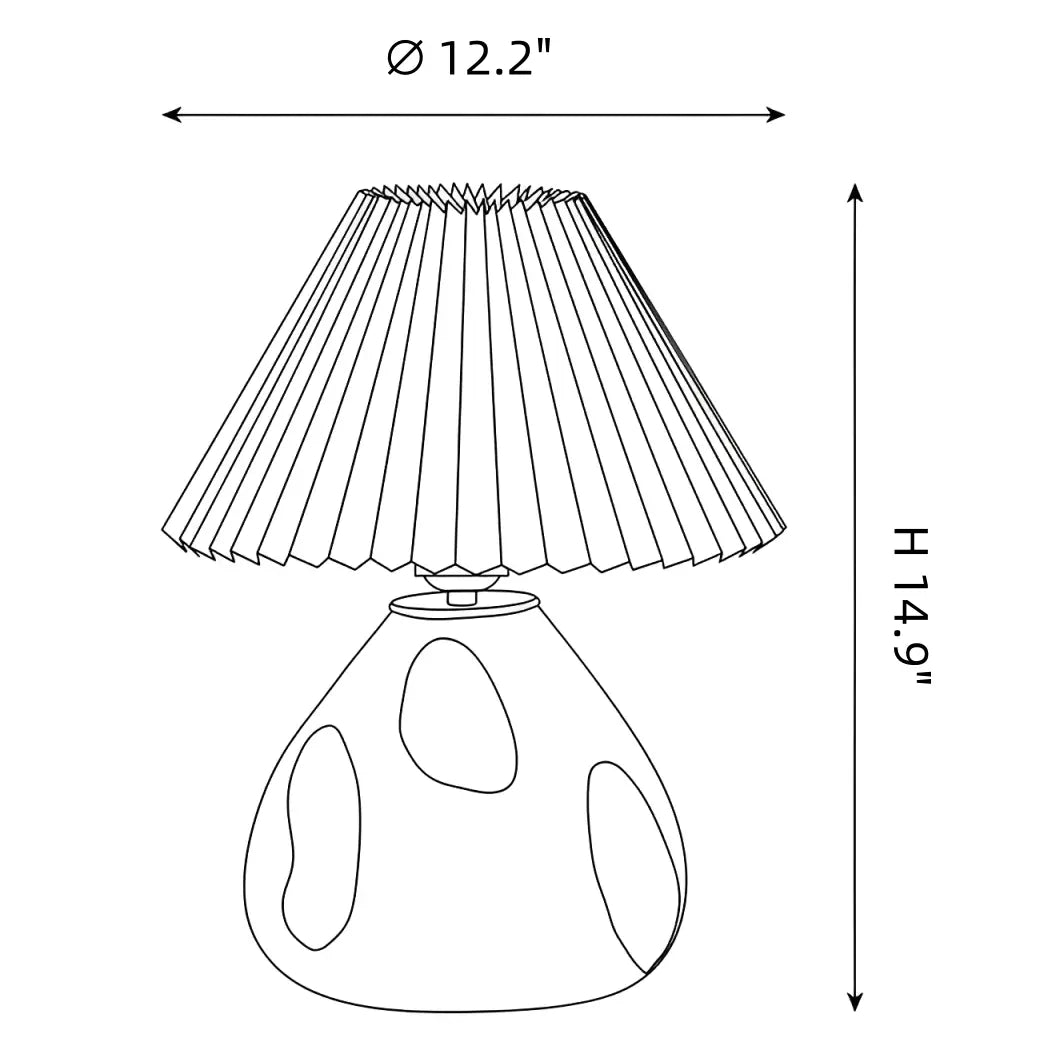 Table Lamp Pleated Fabric Mid Century Design