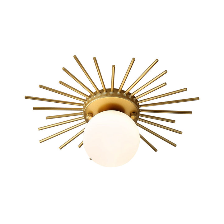 Ceiling light with frosted glass body in a gold-colored design