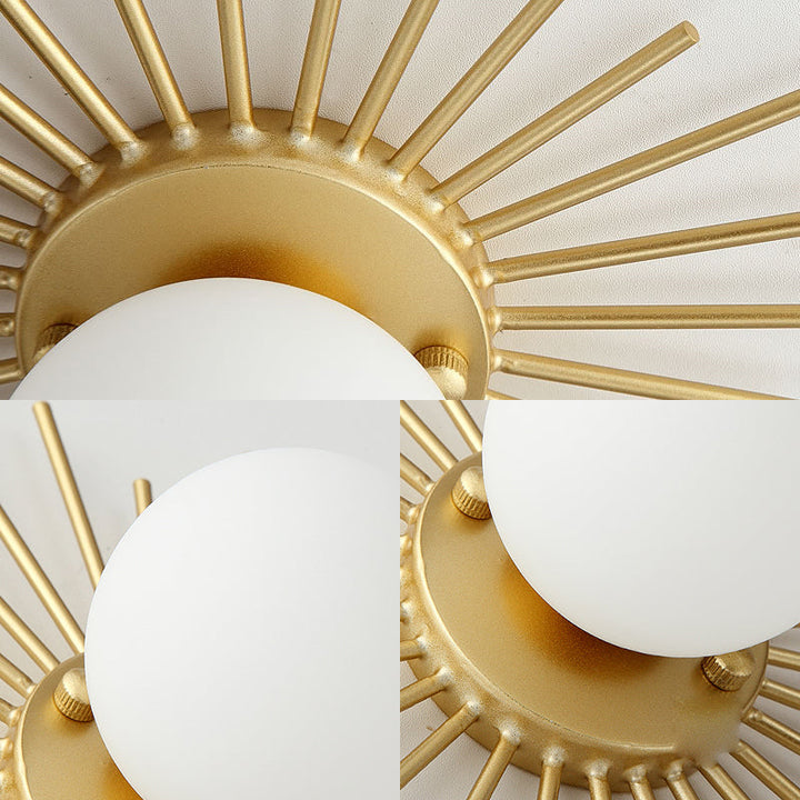 Ceiling light with frosted glass body in a gold-colored design