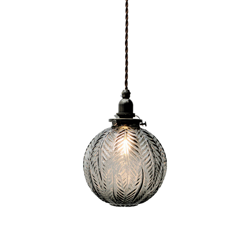 Pendant lamp with glass and feather motif – clear or smoked glass
