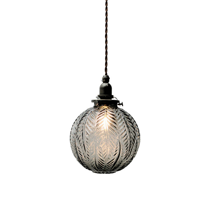 Pendant lamp with glass and feather motif – clear or smoked glass