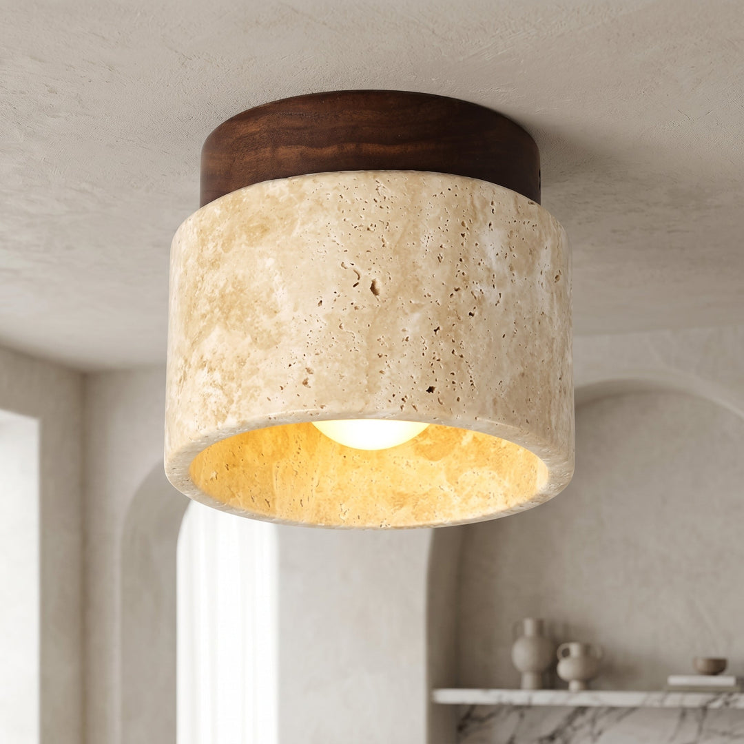 Deckenleuchte Aus Gips Und Holz Zur Aufbaumontage