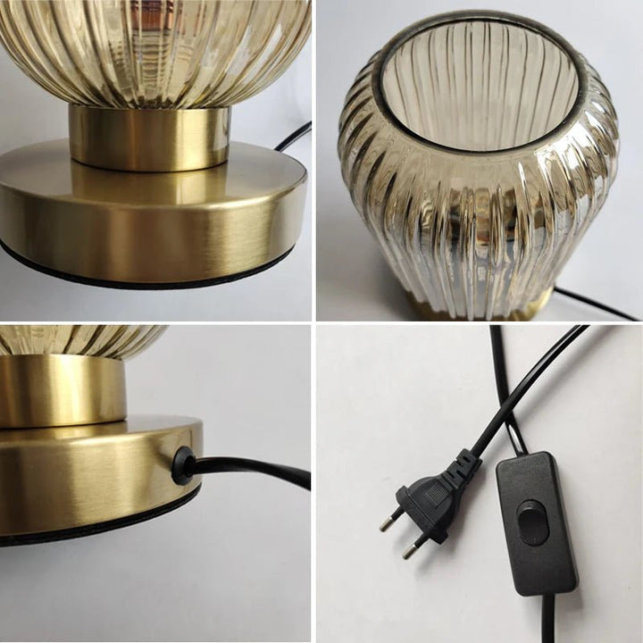 Amber Glass Table Lamp Scandinavian Design