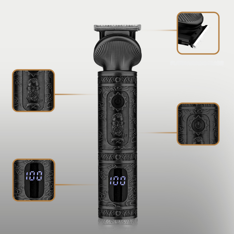 Electric beard trimmer for men – 6-in-1 shaver with storage station