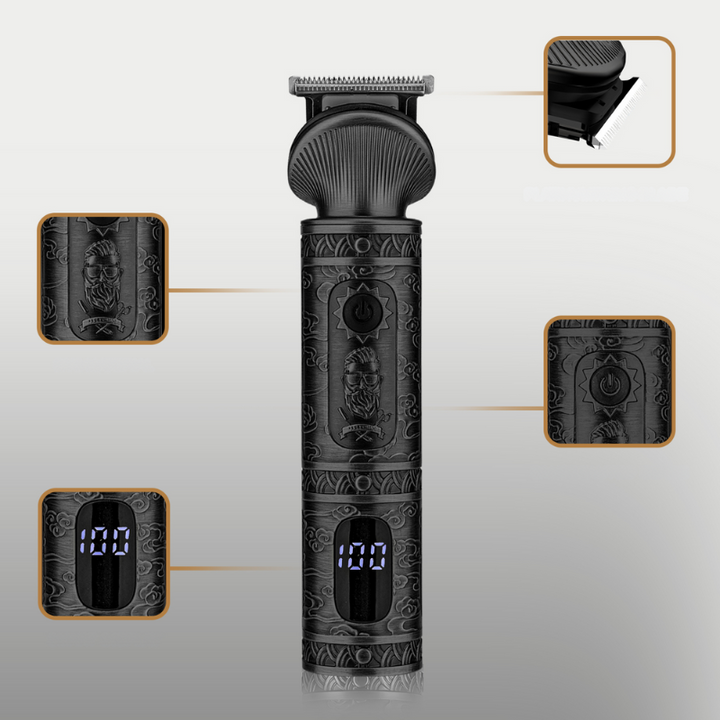 Electric beard trimmer for men – 6-in-1 shaver with storage station