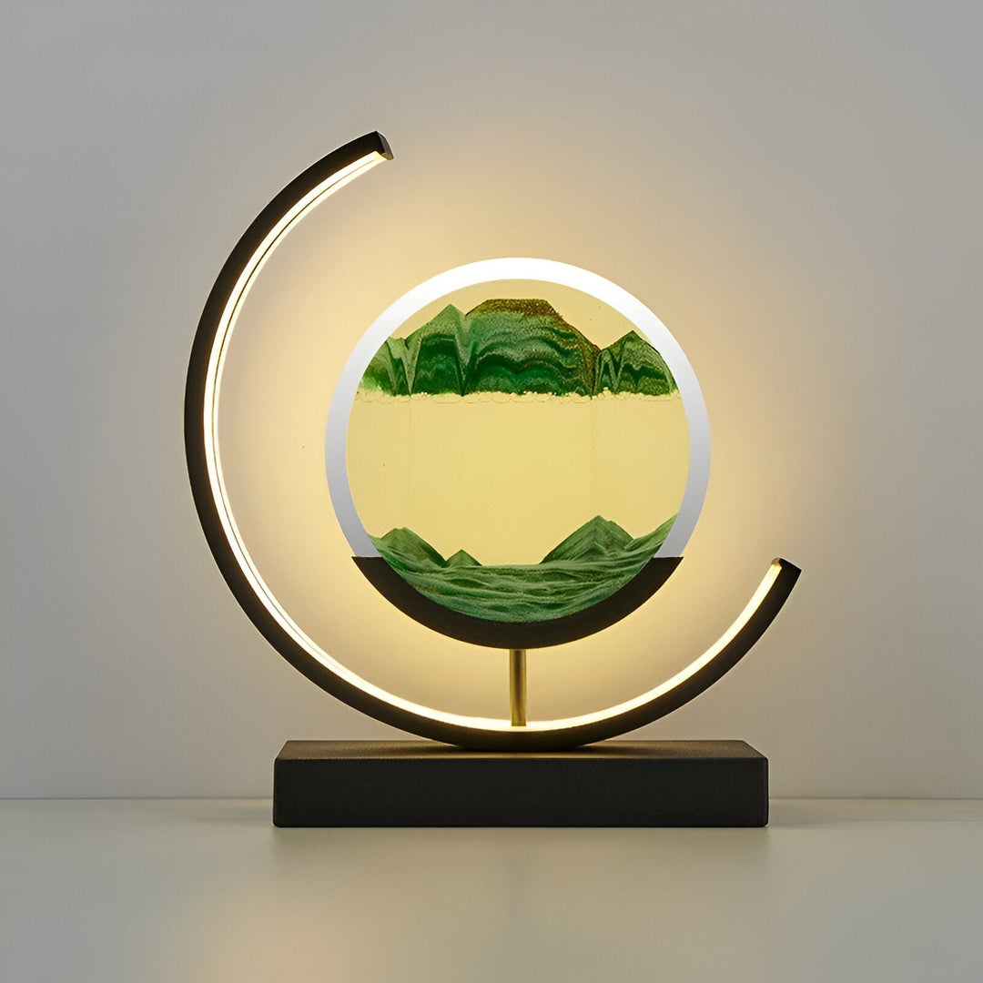 Dimmable LED table lamp with fascinating sand play and remote control