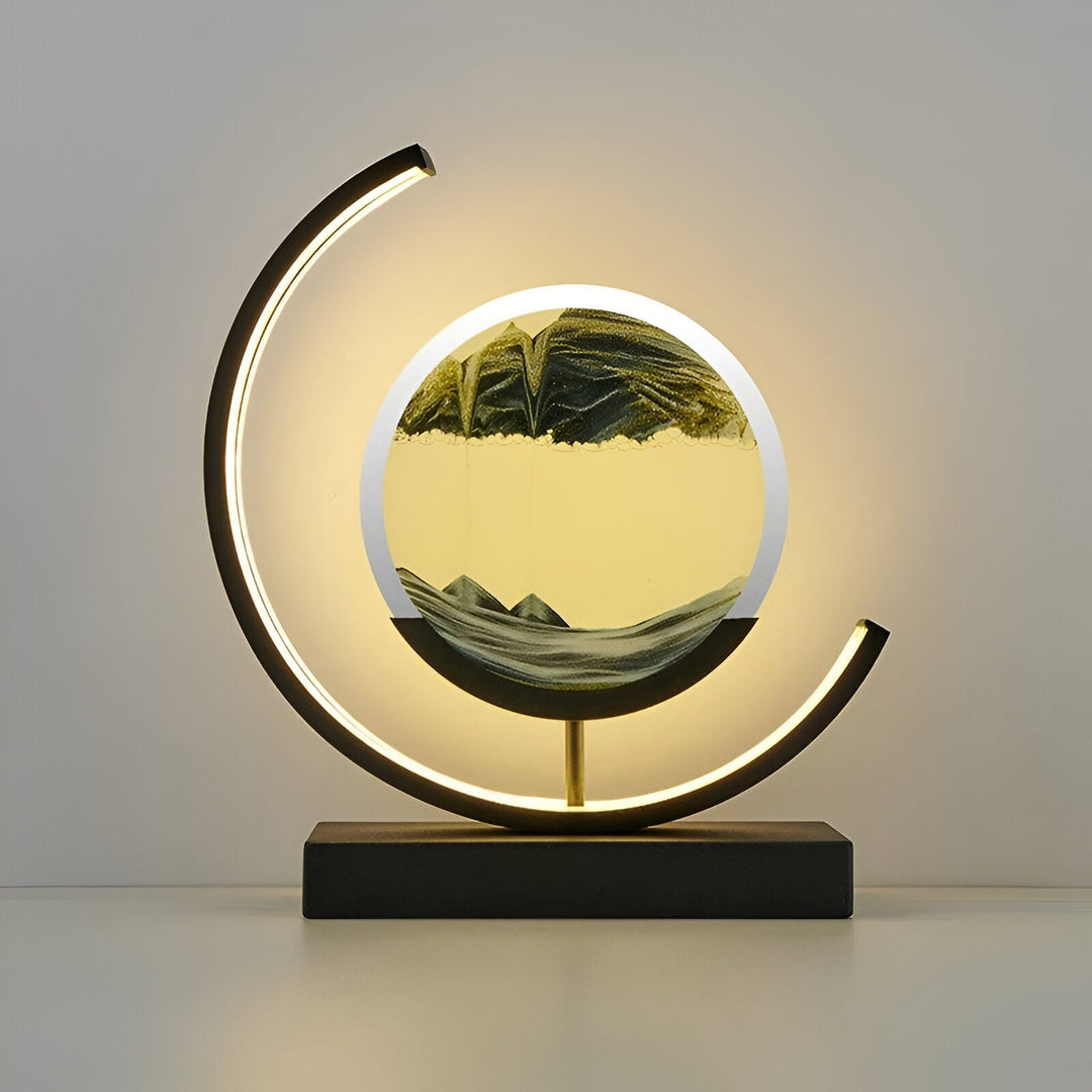 Dimmable LED table lamp with fascinating sand play and remote control