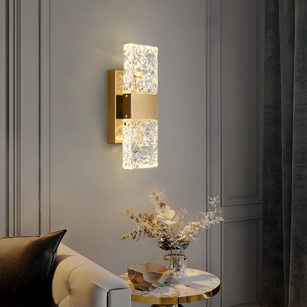 Luxurious, elegant LED wall light with crystal look for living room