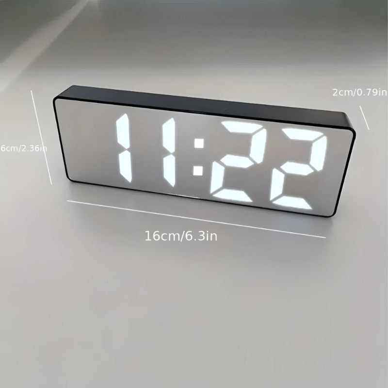 Digital LED mirror clock – alarm clock with temperature and date display