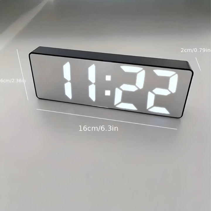 Digital LED mirror clock – alarm clock with temperature and date display