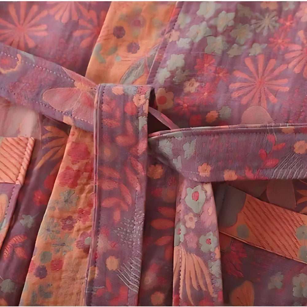 Soft printed bathrobe with retro pattern