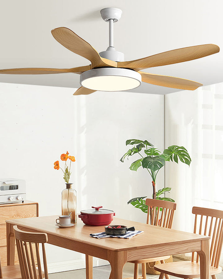 Scandinavian ceiling fan with LED light and reversing motor
