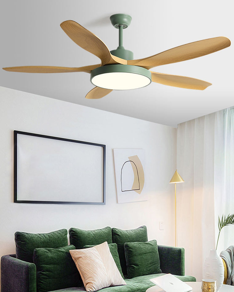 Scandinavian ceiling fan with LED light and reversing motor