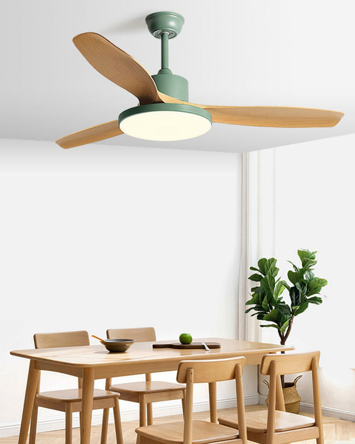 Scandinavian ceiling fan with LED light and reversing motor
