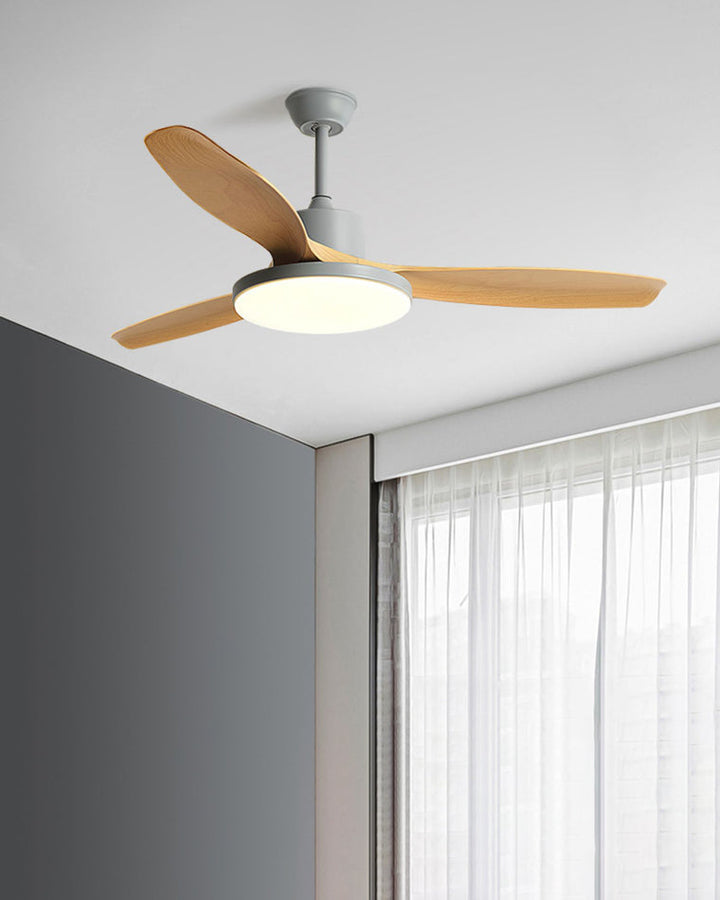 Scandinavian ceiling fan with LED light and reversing motor