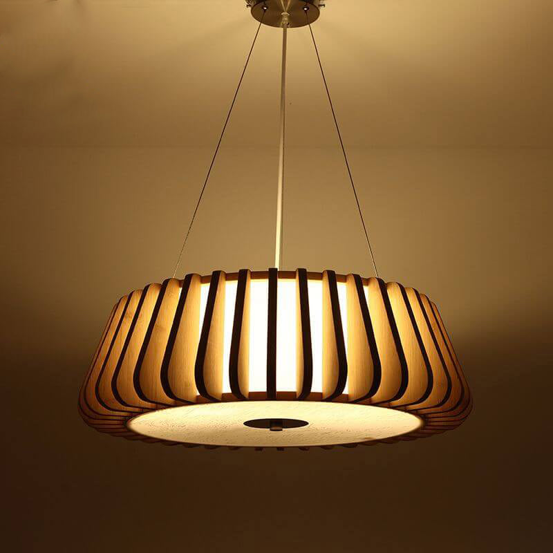 Round ceiling light in wood look, Nordic style 
