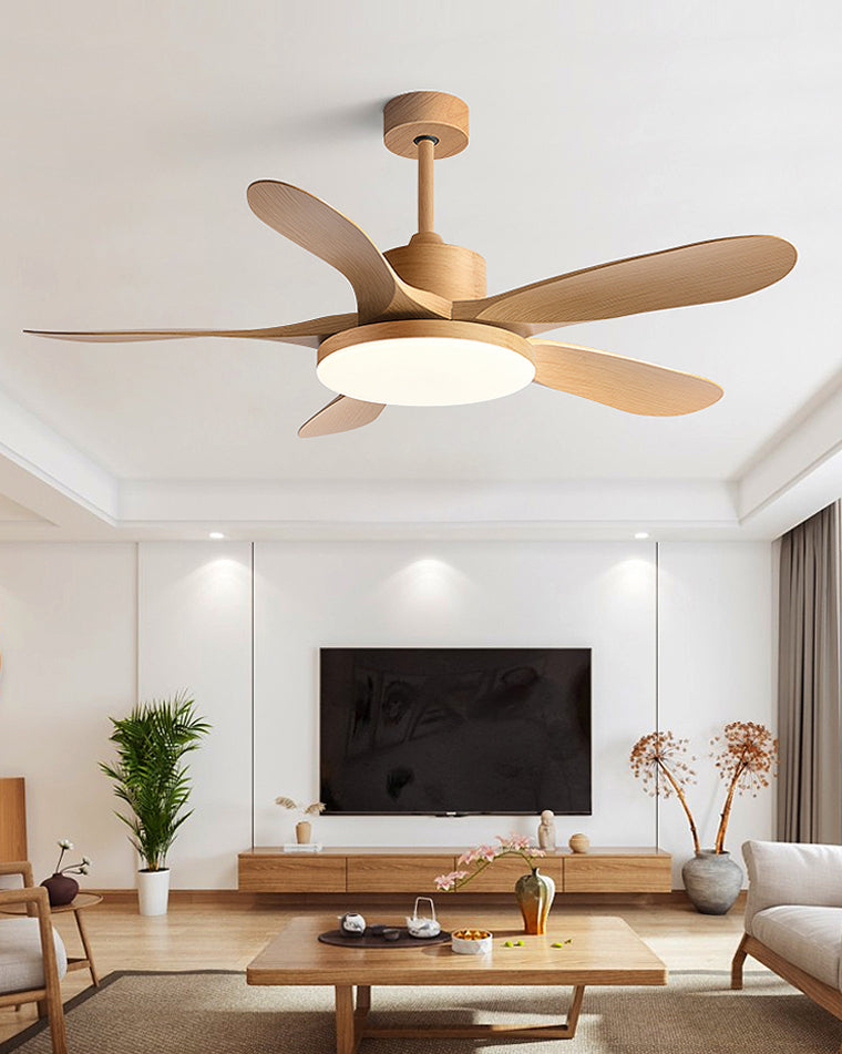 Scandinavian ceiling fan with LED light and reversing motor