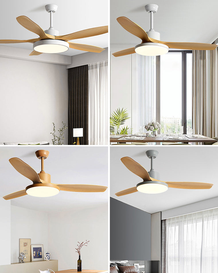 Scandinavian ceiling fan with LED light and reversing motor