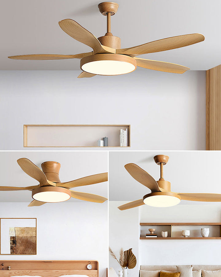 Scandinavian ceiling fan with LED light and reversing motor