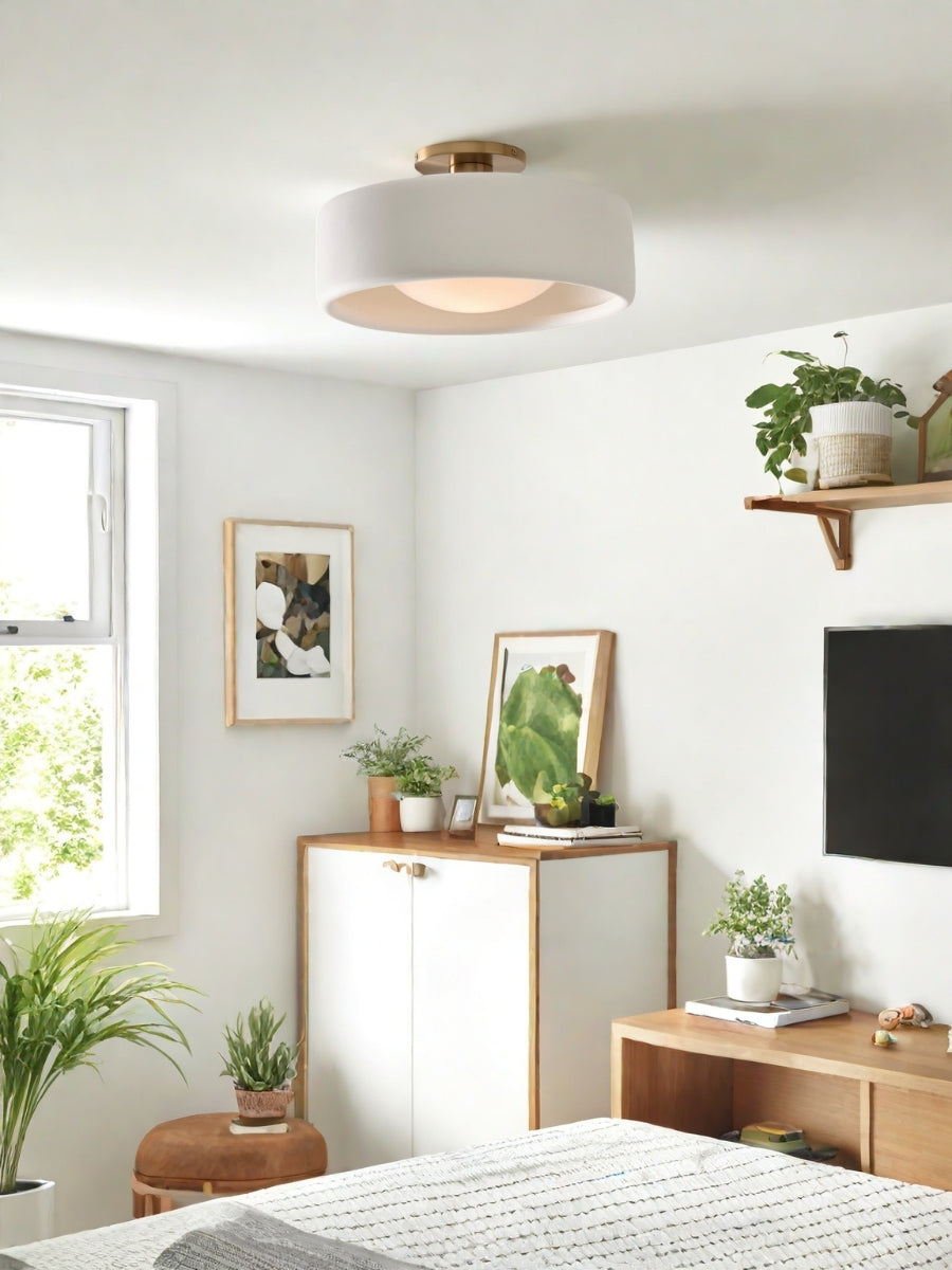 Porcelain ceiling light – Modern flush mount lamp with metal base